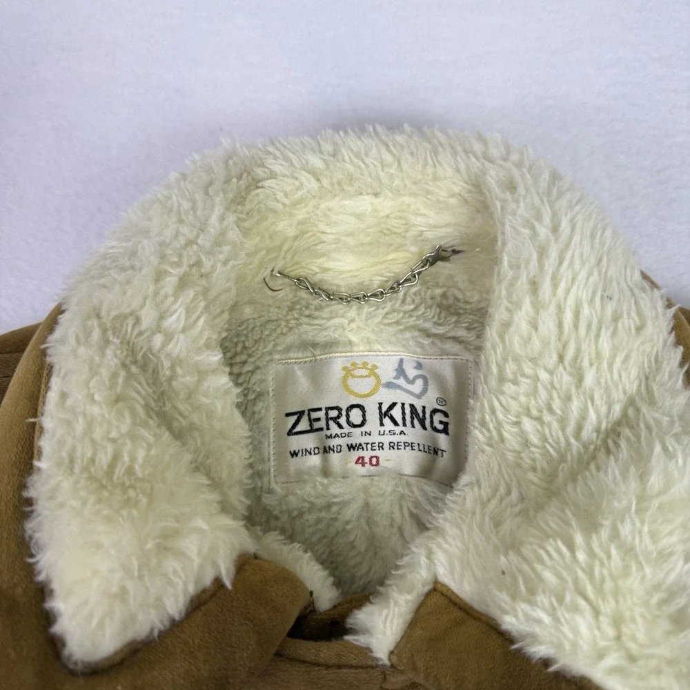 Vintage 60s Zero King Sherpa Lined Corduroy Car Coat Mens 40 Brown Made in USA - Picture 2 of 11